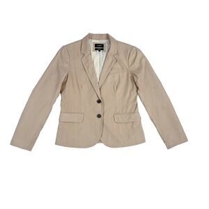 J Crew Silk Cotton Schoolboy Blazer Women 4 Tan Khaki Preppy Classic